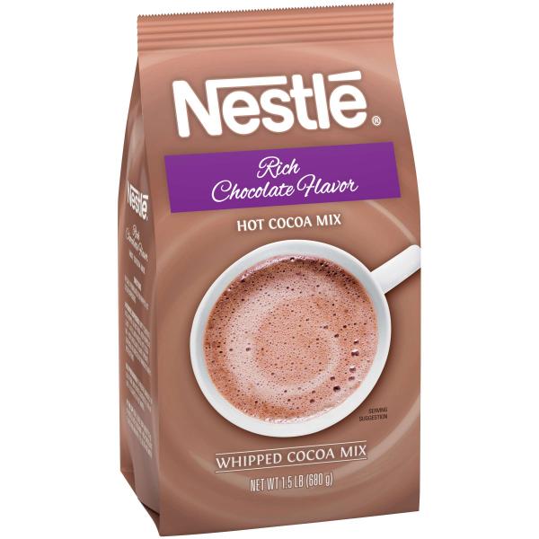 Nestle Rich Chocolate Flavor Hot Cocoa Mix Bulk Bags Pound 24 Ounce Size - 12 Per Case.