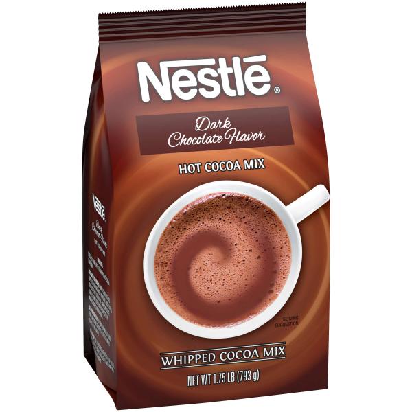 Nestle Dark Chocolate Flavor Hot Chocolate Mix Bulk Bags 1.75 Pound Each - 12 Per Case.