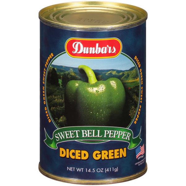 Diced Green Pepper Dunbar Label 15 Ounce Size - 24 Per Case.