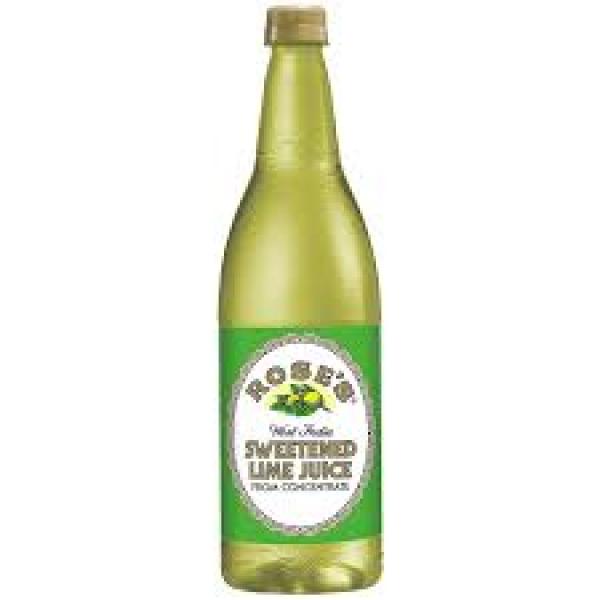 Rose's Sweetened Lime Juice Bottle 1 Liter - 12 Per Case.