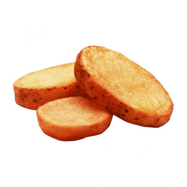 Simplot Skincredibles 8" Galley Cut Potatoslices Skin On 5 Pound Each - 6 Per Case.