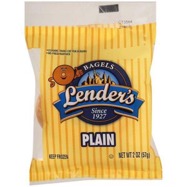 Lender's Bagel Lenders Plain Sliced 2 Ounce Size - 72 Per Case.