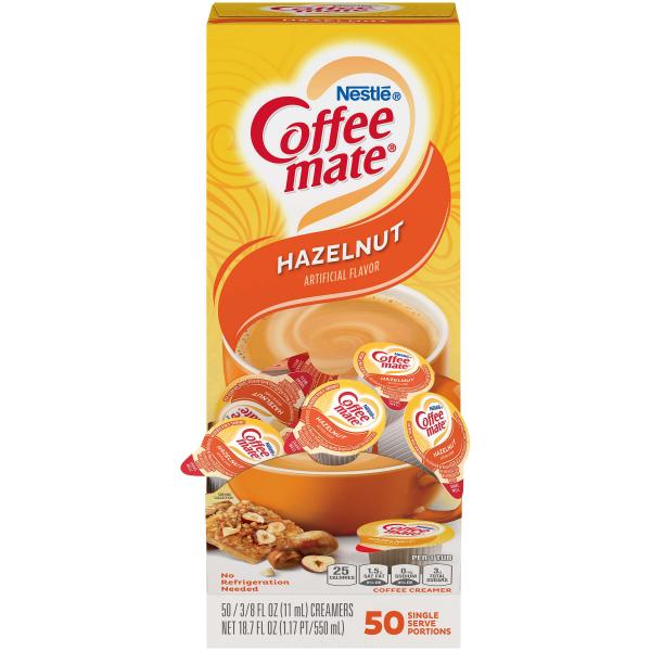 Nestle Coffee Mate Coffee Creamer Hazelnut Flavor Liquid Creamer Singles 18.7 Fluid Ounce - 4 Per Case.
