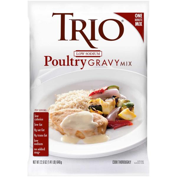 Trio Low Sodium Poultry Gravy Mix Made With Chicken 1.41 Pound Each - 8 Per Case.