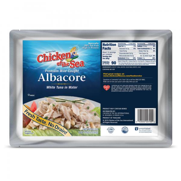 Chicken Of The Sea Premium Albacore Tuna Pouch 43 Ounce Size - 6 Per Case.