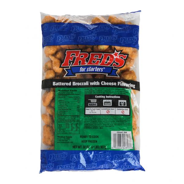 Fred's Battered Broccoli With Cheese Flavoring Bags 2 Pound Each - 6 Per Case.