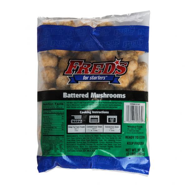 Fred's Battered Mushroom Bags 2 Pound Each - 6 Per Case.