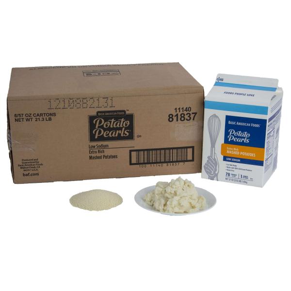 Potato Pearls® Extra Rich Mashed Potatoeslow Sodium Just Add Water 3.55 Pound Each - 6 Per Case.