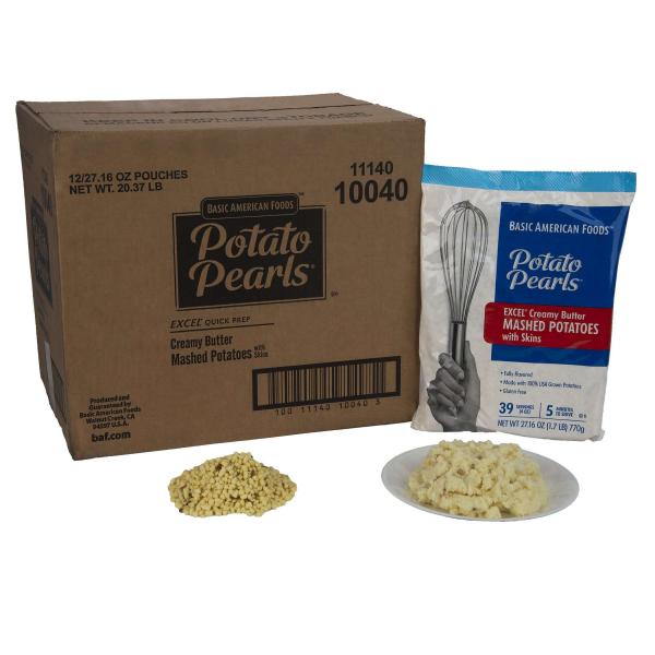 Potato Pearls® Excel® Creamy Butter Mashed Potatoes With Skins 27.16 Ounce Size - 12 Per Case.