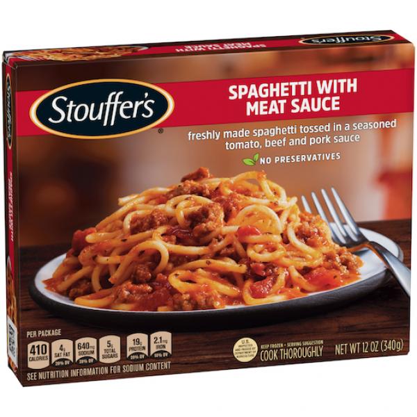 Stouffer's Meal Spaghetti & Meat Sauce 12 Ounce Size - 12 Per Case.
