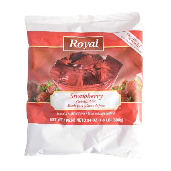Royal Strawberry Gelatin Mix 24 Ounce Size - 12 Per Case.