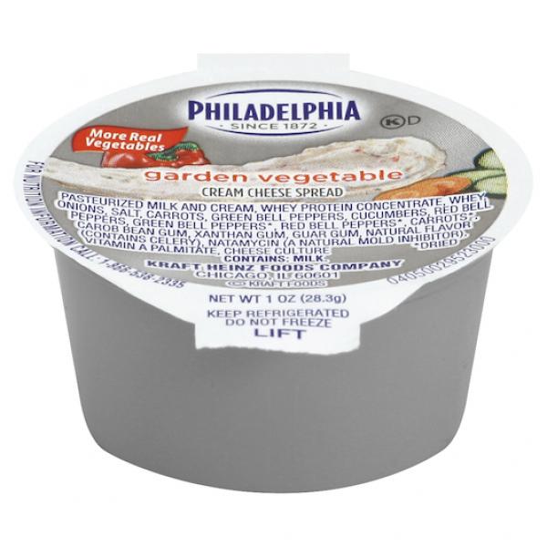 PHILADELPHIA Garden Vegetable Cream Cheese Spread 1 Ounce Cup 100 Per Case