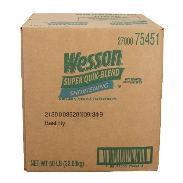 Wesson Super Quick Blend Fry Shortening 50 Pound Each - 1 Per Case.
