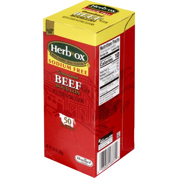 Herb Ox Sodium Free Beef Bouillon Packets 300 Count Packs - 1 Per Case.
