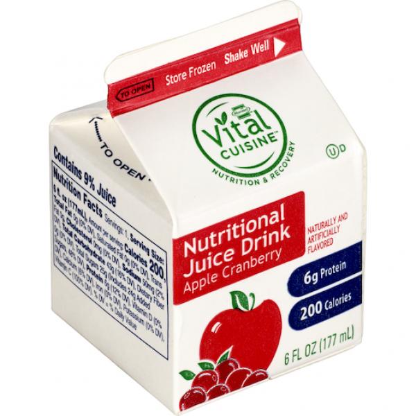 Hormel Vital Cuisine Nutritional Juice Drink Apple Cranberry 50 Count Packs - 1 Per Case.