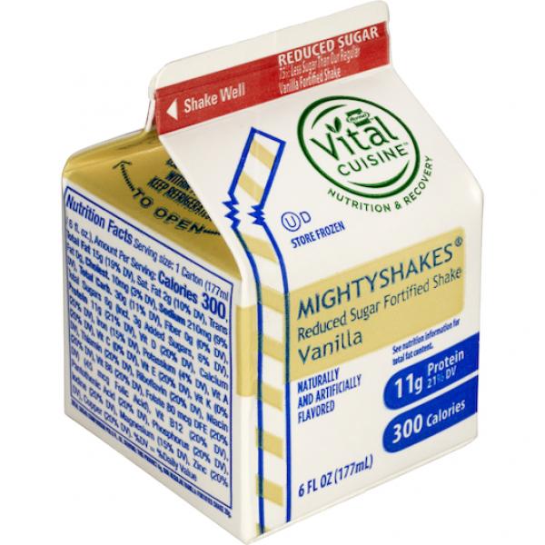 Hormel Vital Cuisine Mightyshakes Reduced Sugar Nutritional Shake Vanilla 50 Count Packs - 1 Per Case.