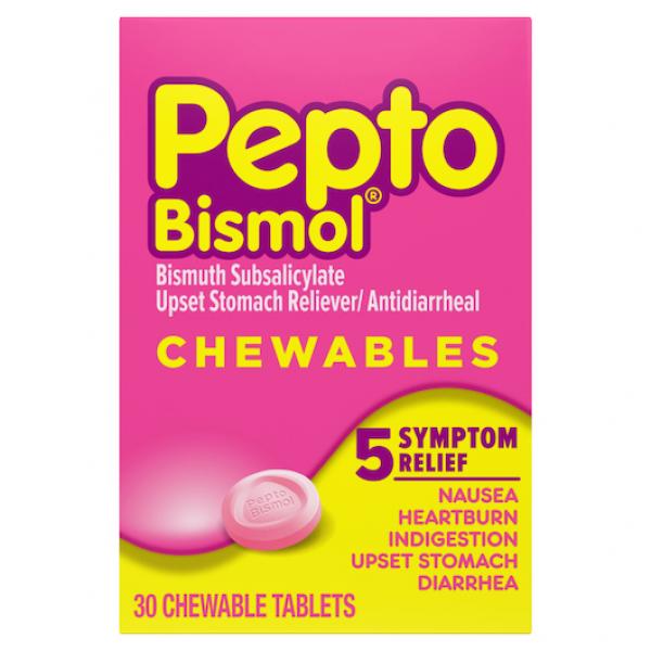 Pepto Original Chewable 30 Count Packs - 24 Per Case.