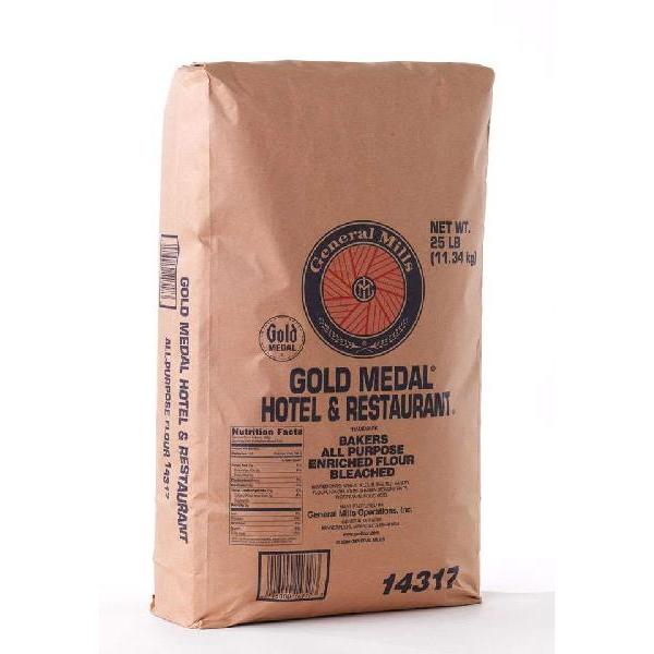 Gold Medal™ Hotel & Restaurant™ Bakersflour All Purpose Enriched Bleached Bag 25 Pound Each - 2 Per Case.