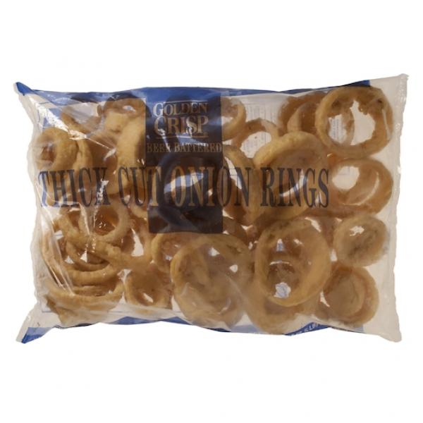Beer Battered Thick Cut Onion Rings 2.5 Pound Each - 6 Per Case.