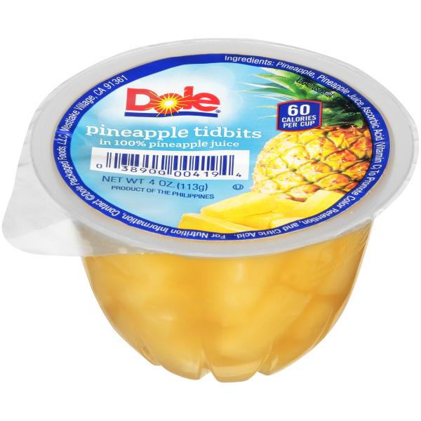 Pineapple Tidbits In Juice 4 Ounce Size - 36 Per Case.