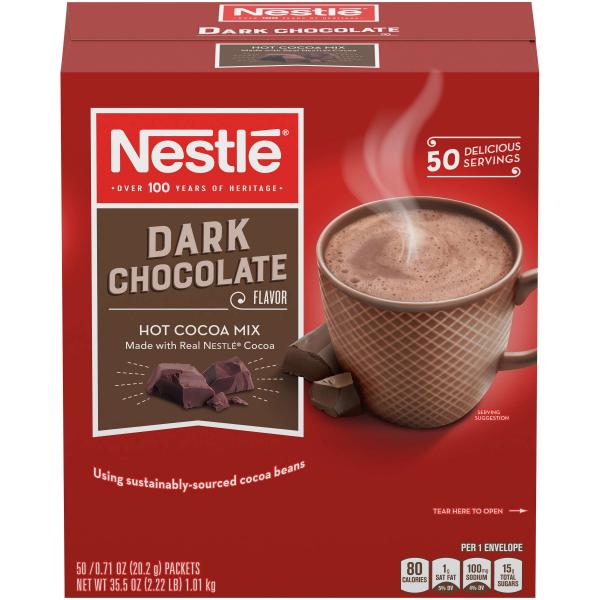 Nestle Dark Hot Cocoa Mix Rich 0.713 Ounce Size - 300 Per Case.
