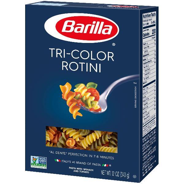 Tri Color Rotini Barilla USA 12 Ounce Size - 16 Per Case.