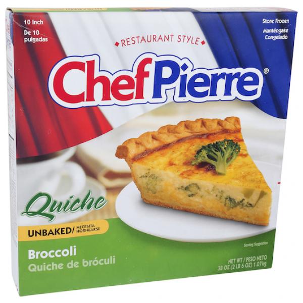 Chef Pierre Quiche Broccoli Unbaked 10" 2.375 Pound Each - 6 Per Case.
