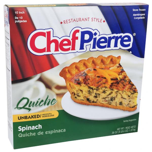 Chef Pierre Quiche Spinach Unbaked 10" 2.375 Pound Each - 6 Per Case.