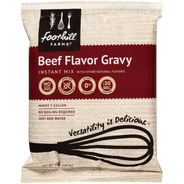 Foothill Farms Beef Flavor Gravy Instant Mix 14 Ounce Size - 8 Per Case.