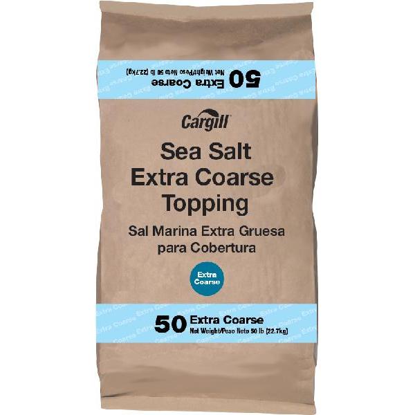 Cargill Sea Salt Extra Coarse Topping 50 Pound Each - 1 Per Case.
