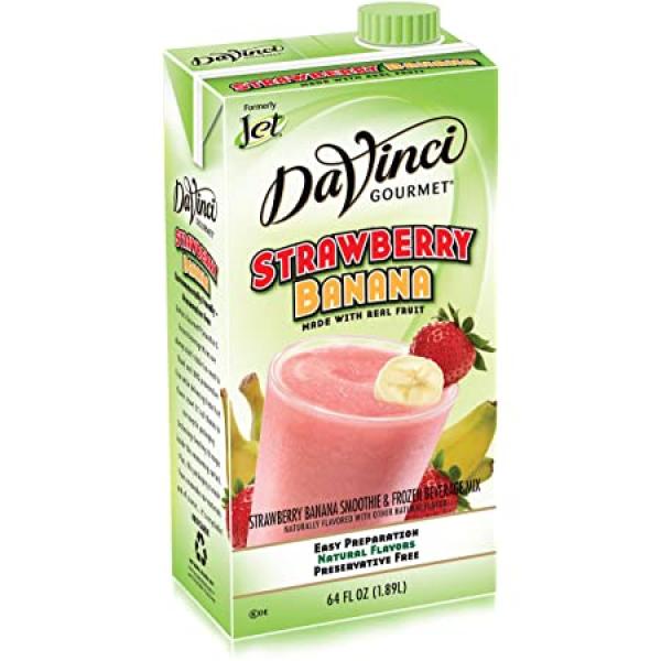Davinci Gourmet Beverage Strawberry Banana Smoothie Mix 64 Fluid Ounce - 6 Per Case.