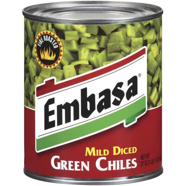 Embasa Diced Green Chiles 27 Ounce Size - 12 Per Case.