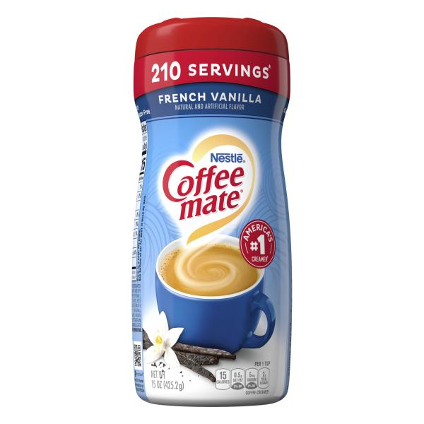 Nestle Coffee Mate Creamer Powder French Vanilla 15 Ounce Size - 6 Per Case.