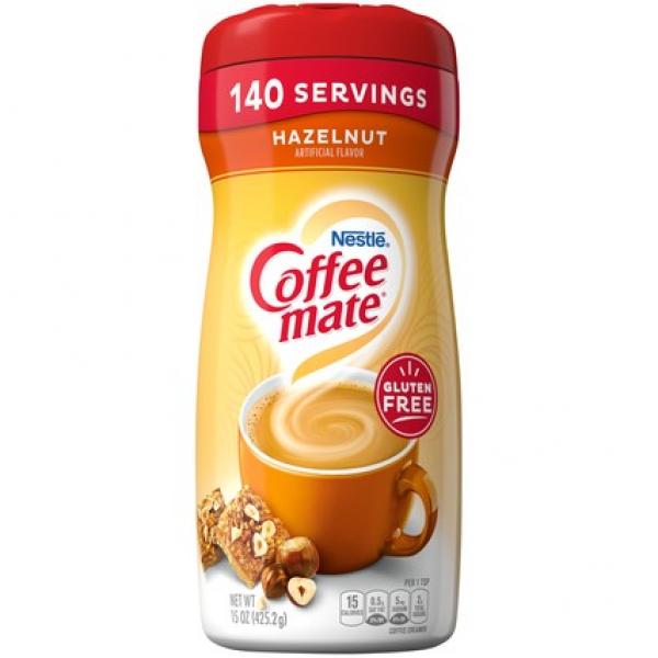 Nestle Coffee Mate Creamer Hazelnut Powder 15 Ounce Size - 6 Per Case.