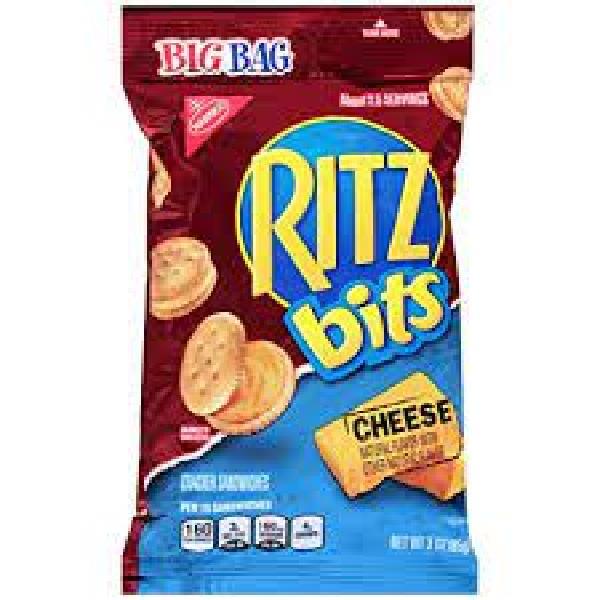 Ritz Bits Cheese Sandwich Crackers Big Bag 3 Ounce Size - 12 Per Case.
