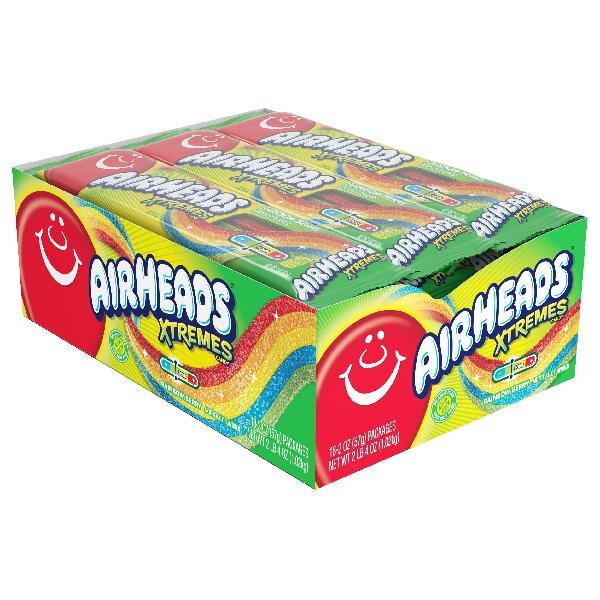 Airheads Xtremes Sweetly Sour Rainbow Berry Belts Candy 2 Ounce Size - 216 Per Case.