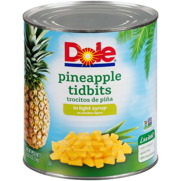 Pineapple Tidbits In Light Syrup 106 Ounce Size - 6 Per Case.