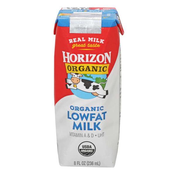 Horizon Organic Reduced Fat Single Serve Aseptic Milk 8 Fluid Ounce - 18 Per Case.