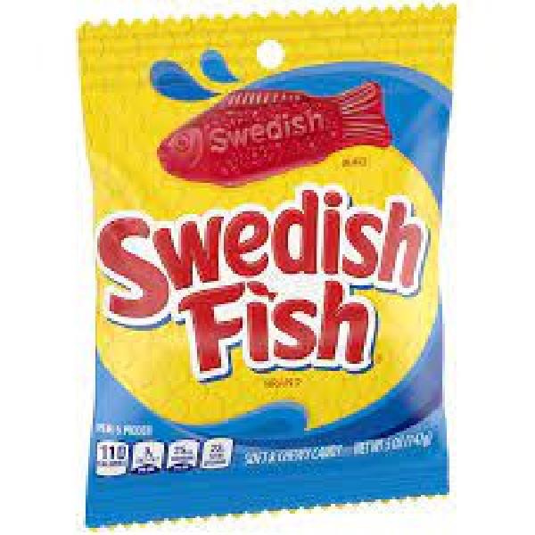 Swedish Fish Red Peg Bag 5 Ounce Size - 12 Per Case.