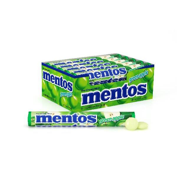 Mentos Rolls Green Apple 1.32 Ounce Size - 360 Per Case.