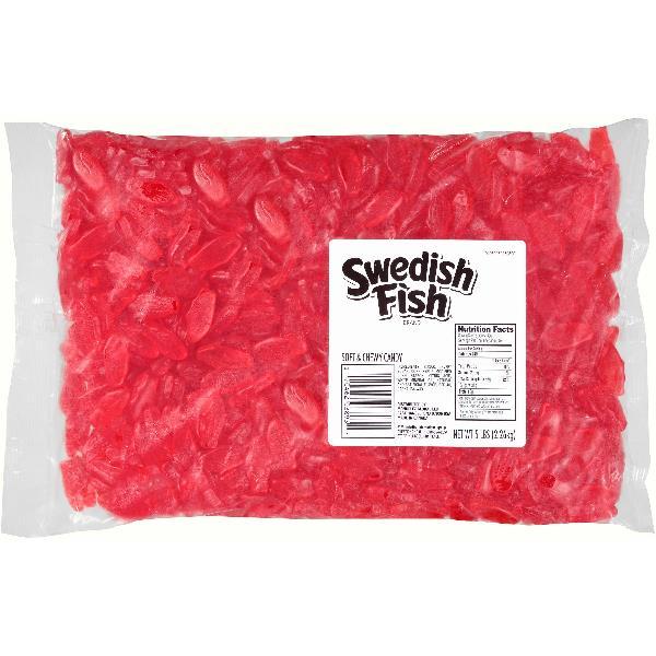 Swedish Fish Soft Candy Mini Bulk Fat Free Berry 5 Pound Each - 6 Per Case.