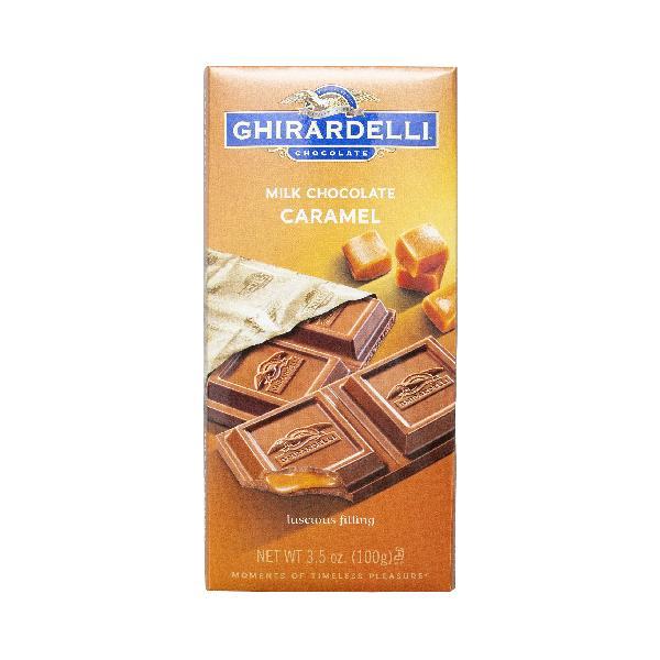 Ghirardelli Bar Milk Chocolate With Caramel Filling 3.5 Ounce Size - 12 Per Case.