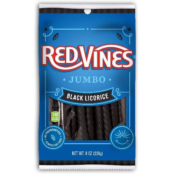 Red Vines Black Licorice Jumbo Twists Casehb8 Ounce Size - 12 Per Case.