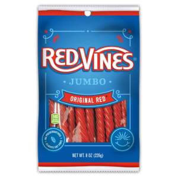 Red Vines Jumbo Twists Original Red Casehb 8 Ounce Size - 12 Per Case.