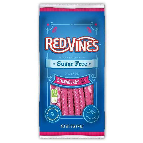 Red Vines Twists Strawberry Sugar Free Casebag 5 Ounce Size - 12 Per Case.