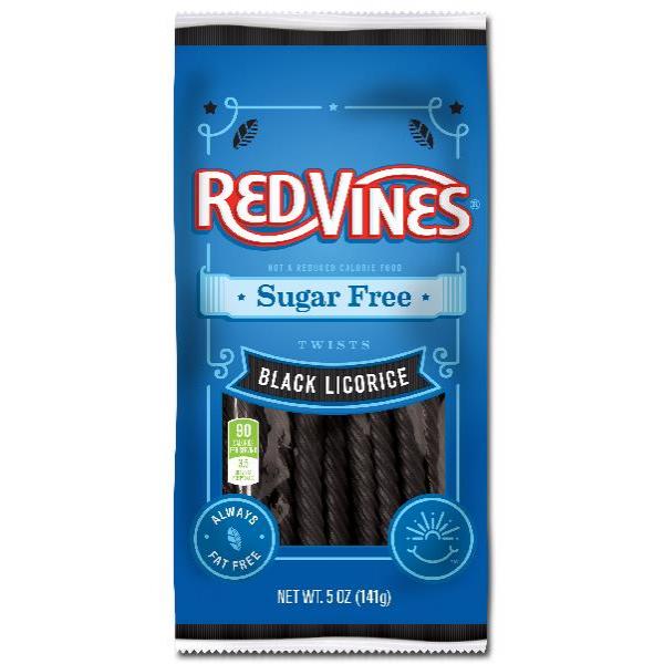 Red Vines Twists Black Licorice Sugar Free Casebag 5 Ounce Size - 12 Per Case.