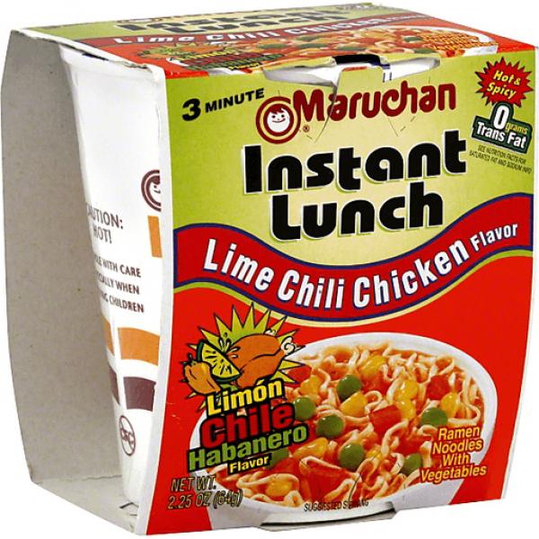 Maruchan Instant Lunch Lime Chili Chicken Noodles 2.25 Ounce Size - 12 Per Case.