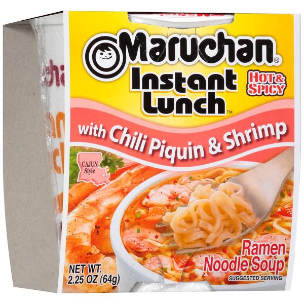 Maruchan Instant Lunch Cajun Shrimp Noodles 2.25 Ounce Size - 12 Per Case.