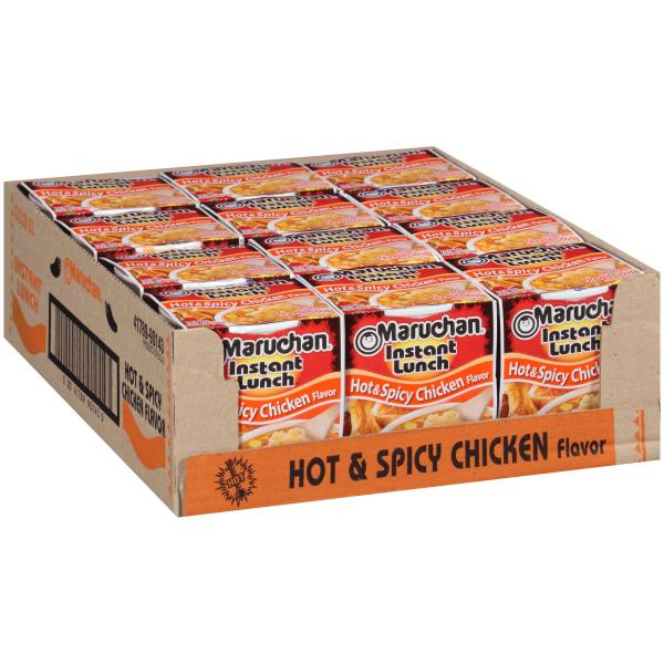 Maruchan Instant Lunch Hot & Spicy Chicken Noodles 2.25 Ounce Size - 12 Per Case.
