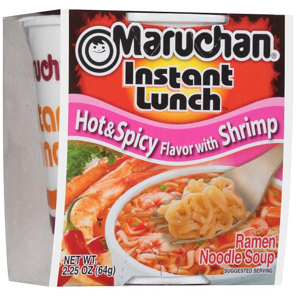 Maruchan Instant Lunch Hot & Spicy Shrimp Noodles 2.25 Ounce Size - 12 Per Case.